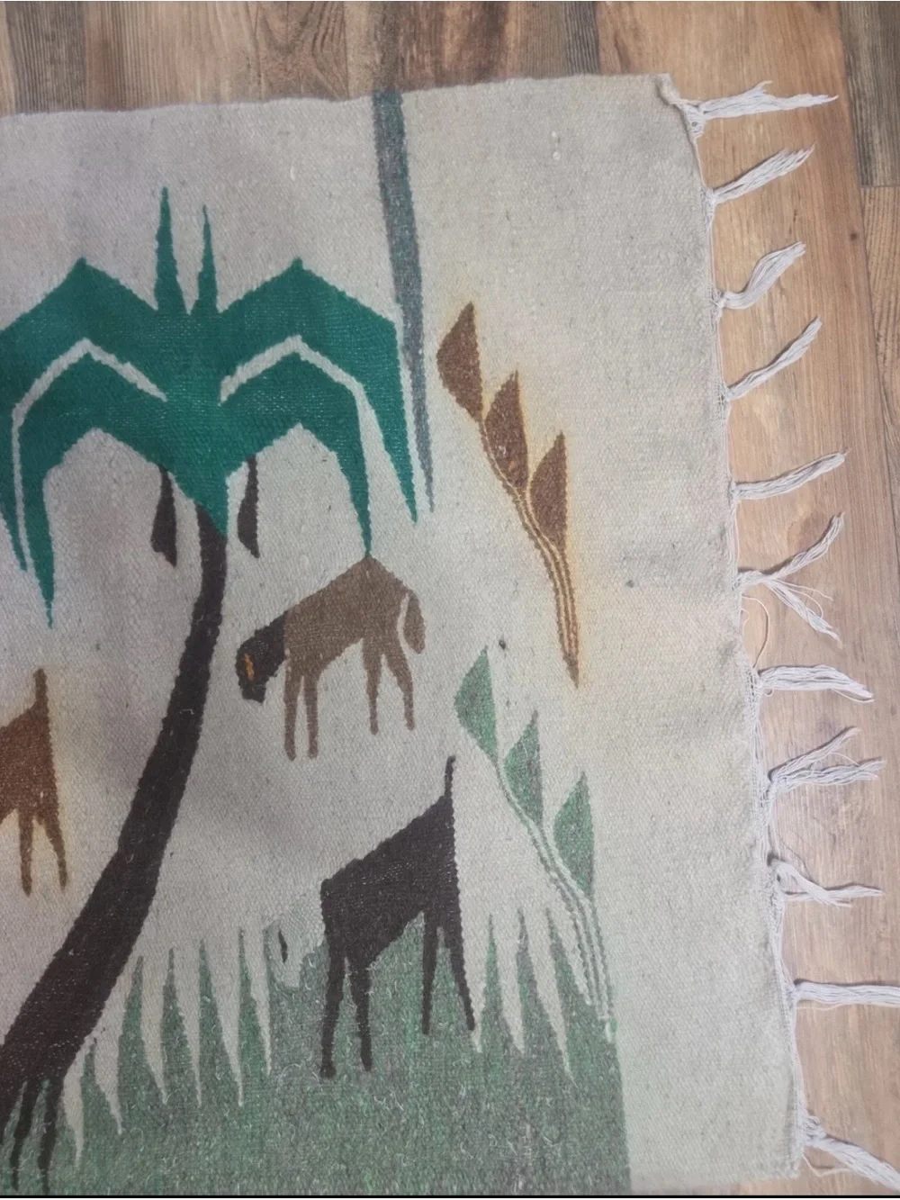 VINTAGE Folk Art Pictorial Kilim Rug Egypt Egyptian Pyramid Camel Wool 30 × 50